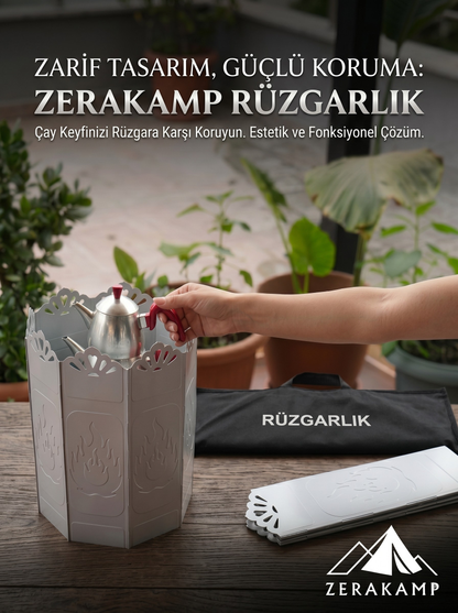 Zerakamp Katlanabilir Kamp Ocak ve Çaydanlık Rüzgarlığı
