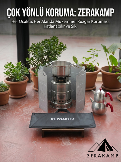 Zerakamp Katlanabilir Kamp Ocak ve Çaydanlık Rüzgarlığı