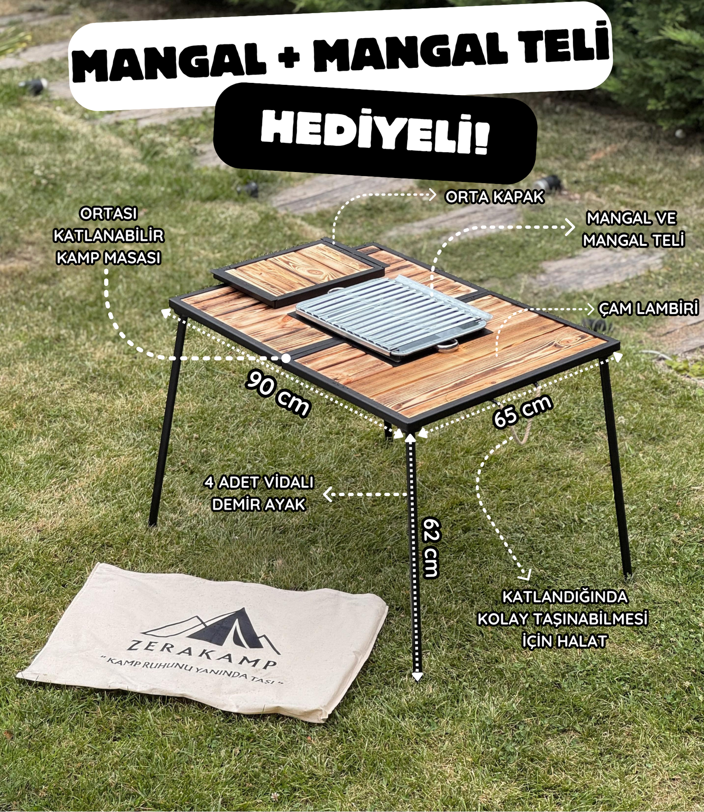 Ocak Başı Tarzı Katlanır Kamp Masası